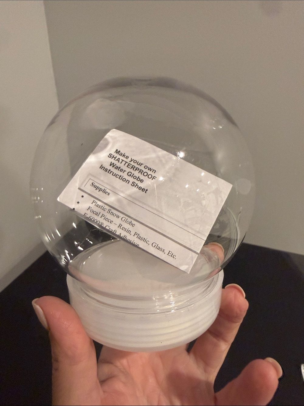 ArtMinds Clear Fillable Snow Globe DIY Craft Globe with White Screw-On Base